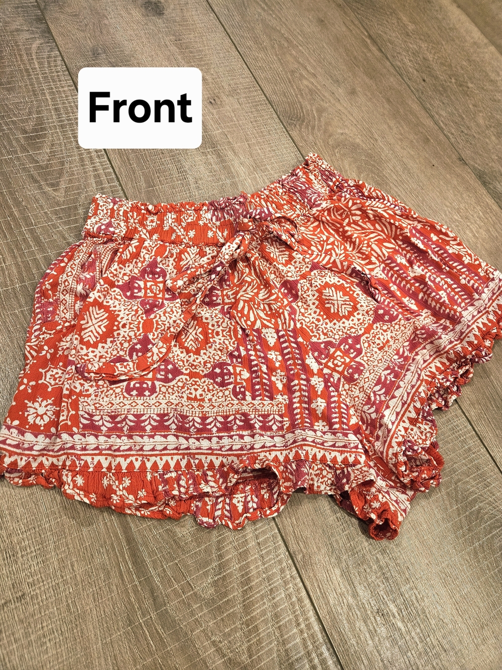 Angie Rayon Boho Shorts Medium Ruffle Hem Beach Festival
